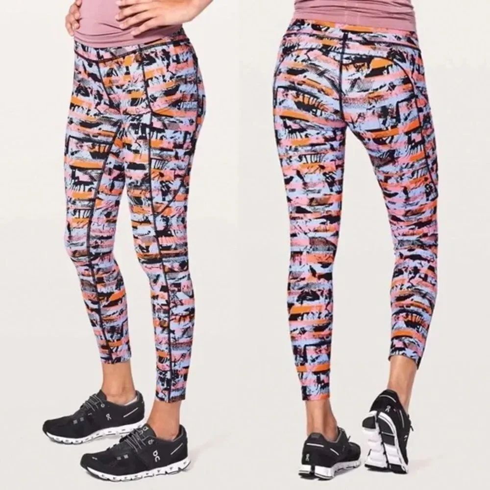 Lululemon athletica Women's Fast and Free leggings in Inversion Multi Size 6